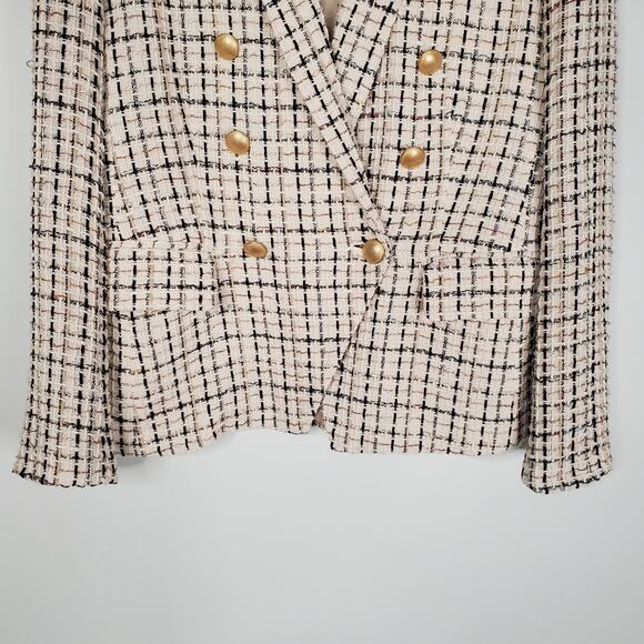L'Agence Kenzie Blazer Tweed Double Breasted Gold Buttons Ivory Multi Size 8 - Picture 5 of 10